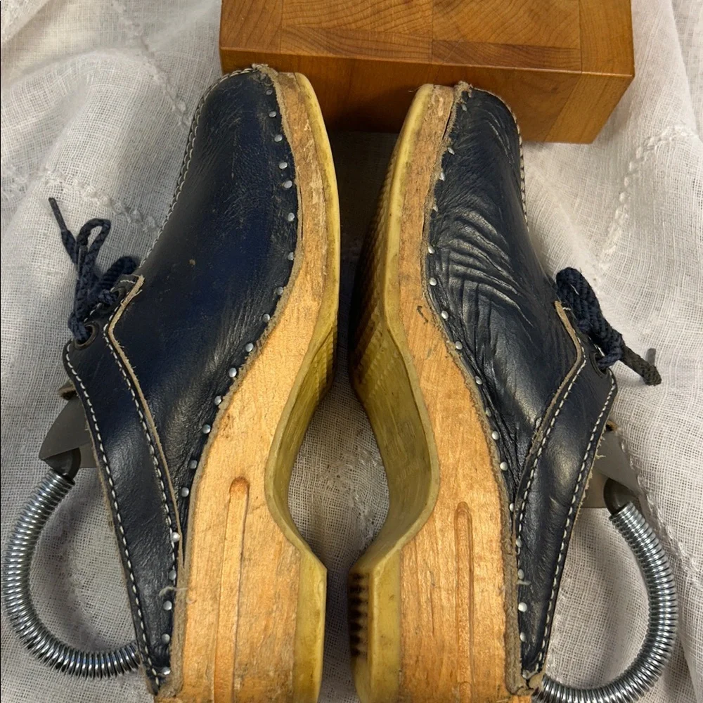 Made in Sweden leather and wood children’s clogs
